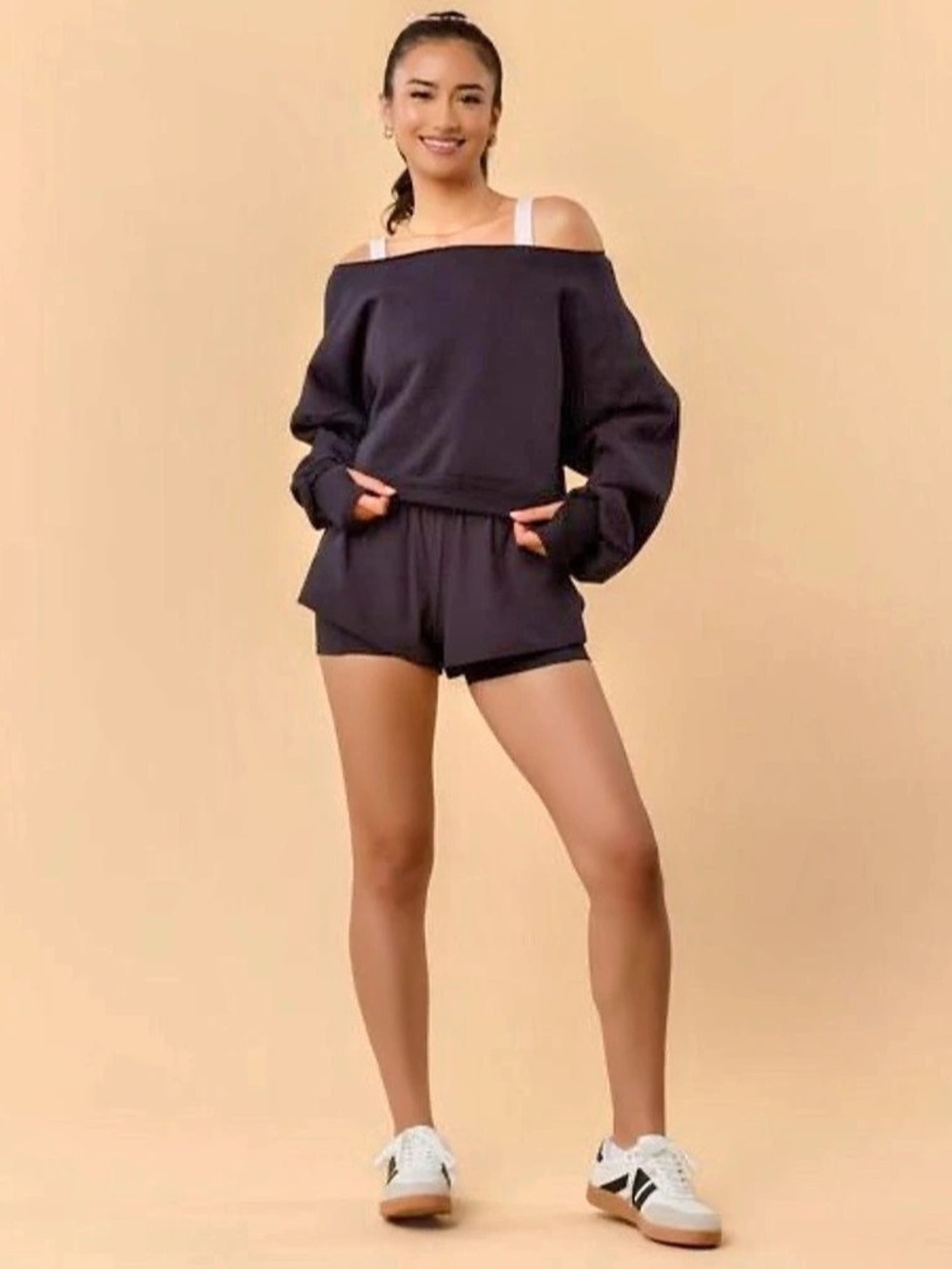 Dance Studio Sweatshirt Off-Shoulder Sweatshirt in Black NWT size 2x